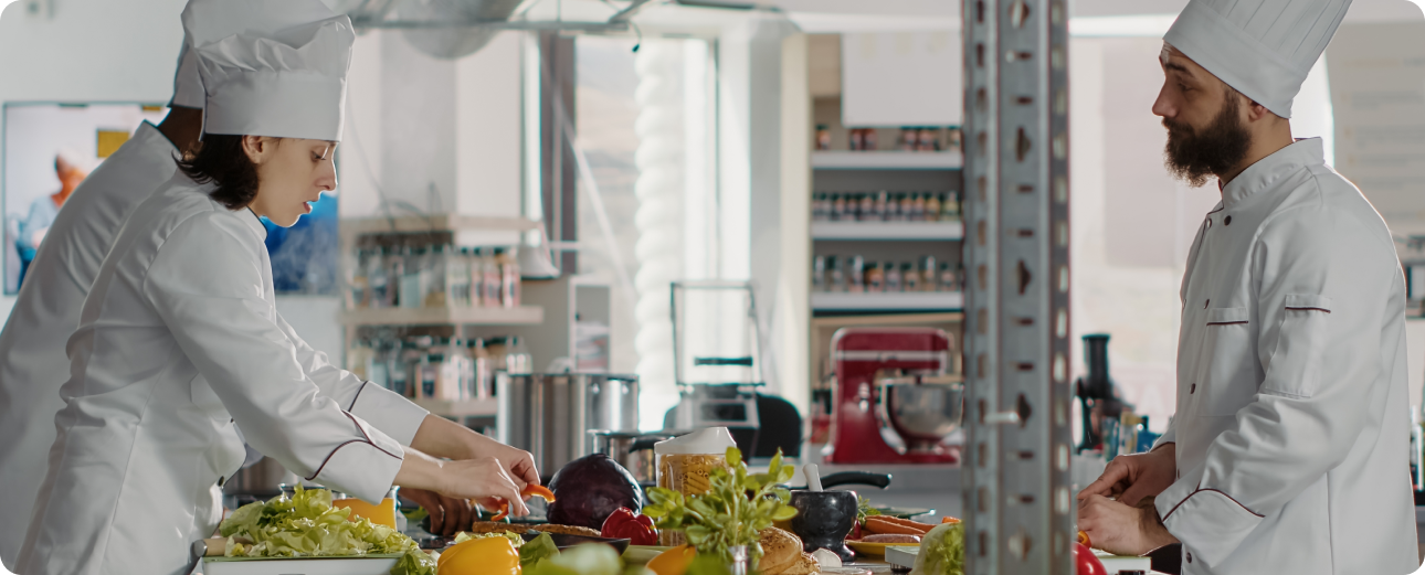 Chefs working in a kitchen